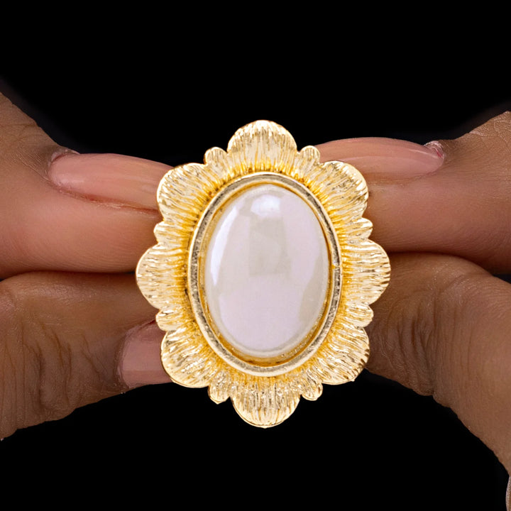 Anti Tarnish Oval Flower Cocktail ring