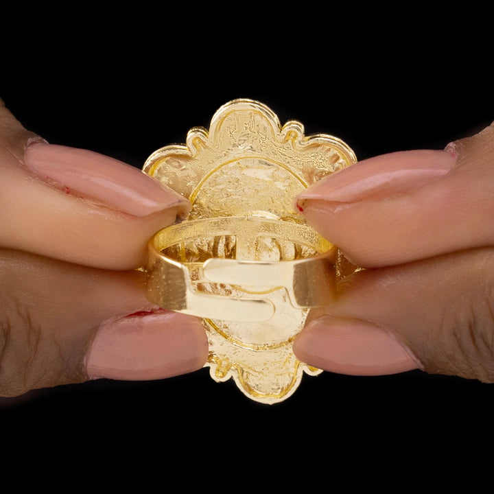 Anti Tarnish Oval Flower Cocktail ring