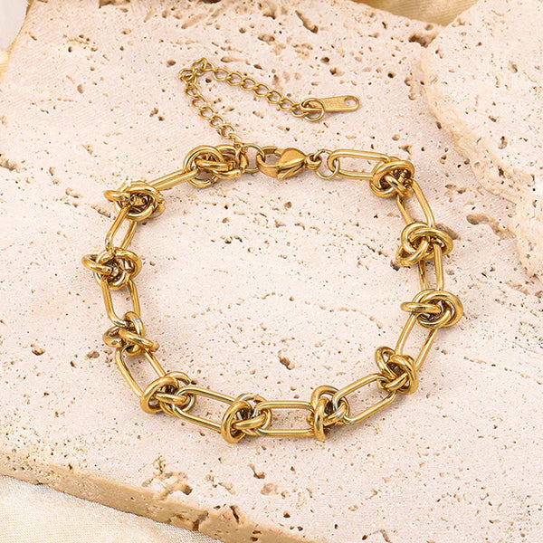Gold Plated Stainless Steel  Knotted Chain Bracelet
