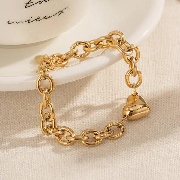 Gold Plated Anti Tarnish Heart Bracelet