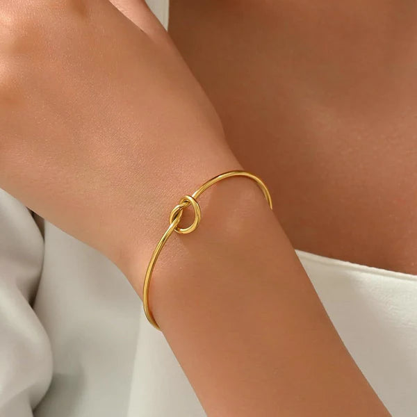 Gold Plated Anti-Tarnish Knotted Cuff Bracelet