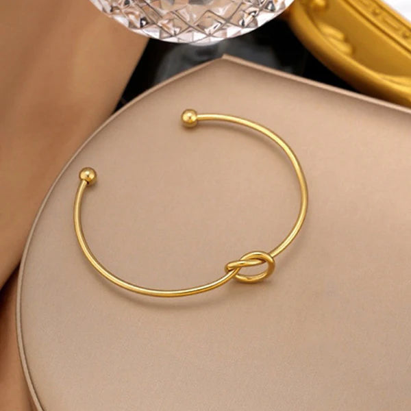 Gold Plated Anti-Tarnish Knotted Cuff Bracelet