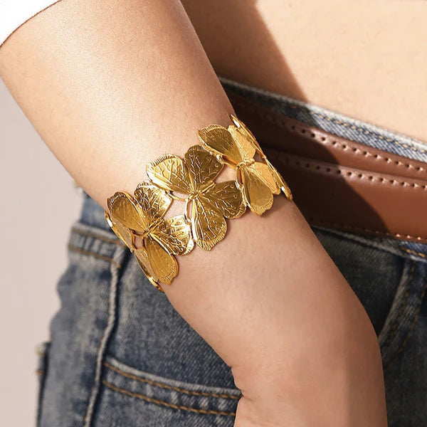 Gold Plated Anti Tarnish Butterfly Cuff Bracelet
