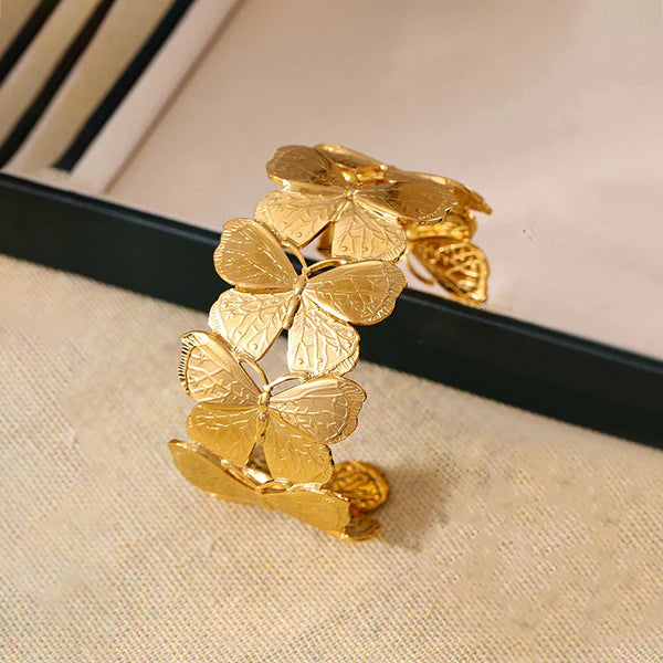 Gold Plated Anti Tarnish Butterfly Cuff Bracelet