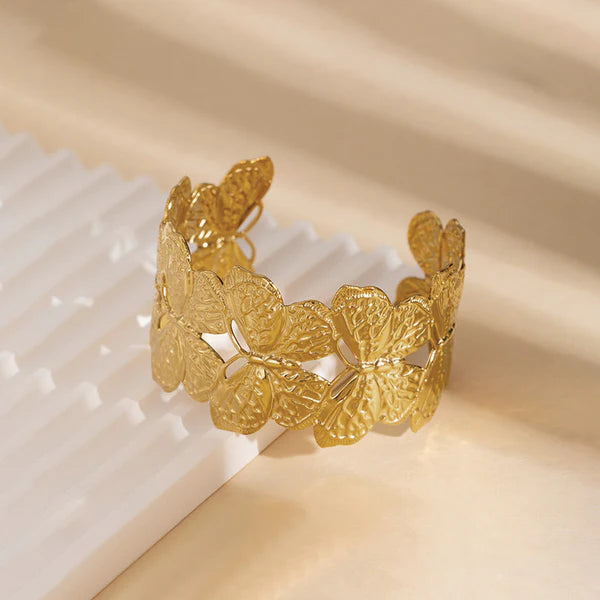Gold Plated Anti Tarnish Butterfly Cuff Bracelet