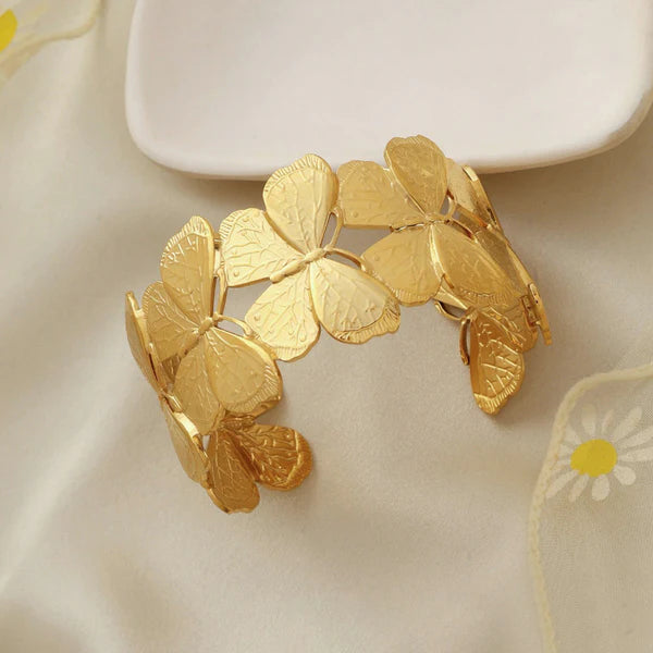 Gold Plated Anti Tarnish Butterfly Cuff Bracelet