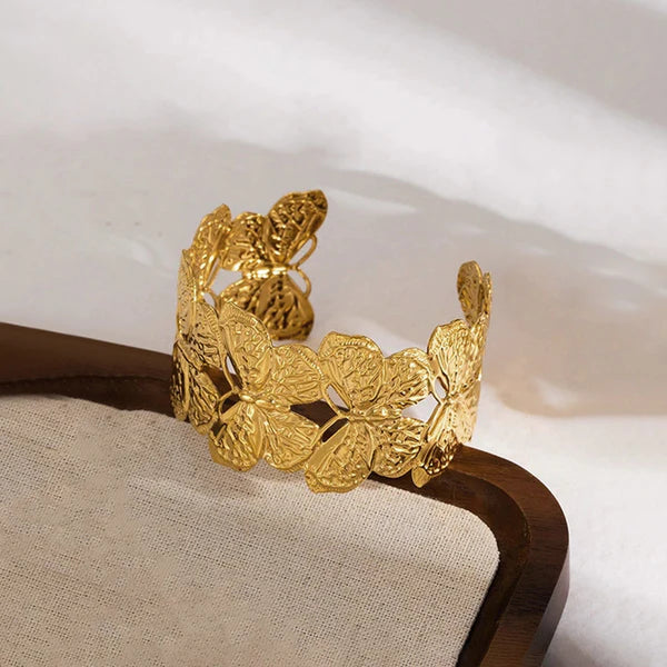 Gold Plated Anti Tarnish Butterfly Cuff Bracelet