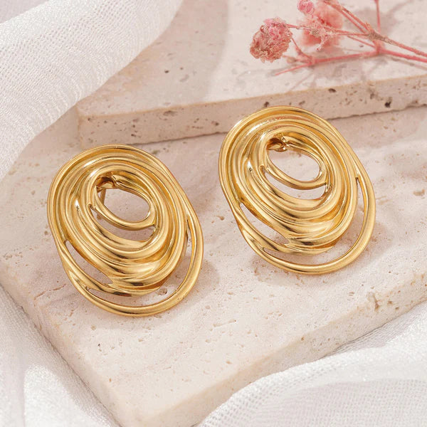 Gold Plated Anti Tarnish Spiral Stud Earrings