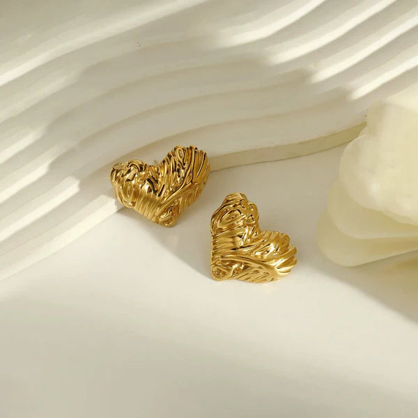 Gold-Plated Anti Tarnish Heart Themed Stud Earrings