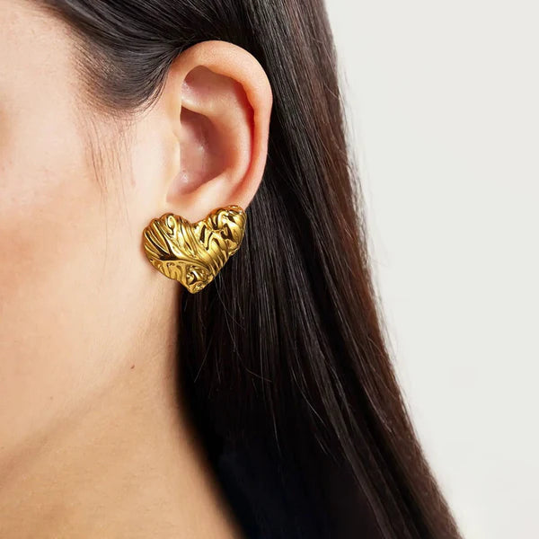 Gold-Plated Anti Tarnish Heart Themed Stud Earrings