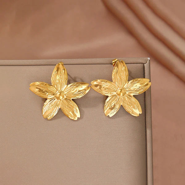 Gold-Plated Anti Tarnish Floral Drop Earrings