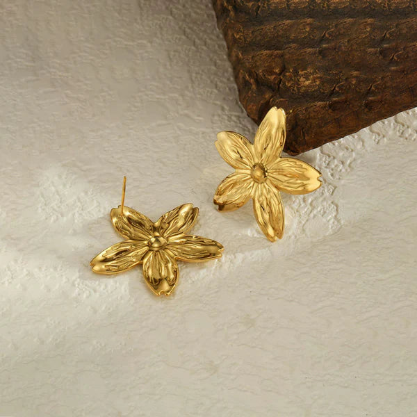 Gold-Plated Anti Tarnish Floral Drop Earrings