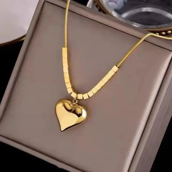 Gold-Plated Anti Tarnish Heart Pendant Necklace