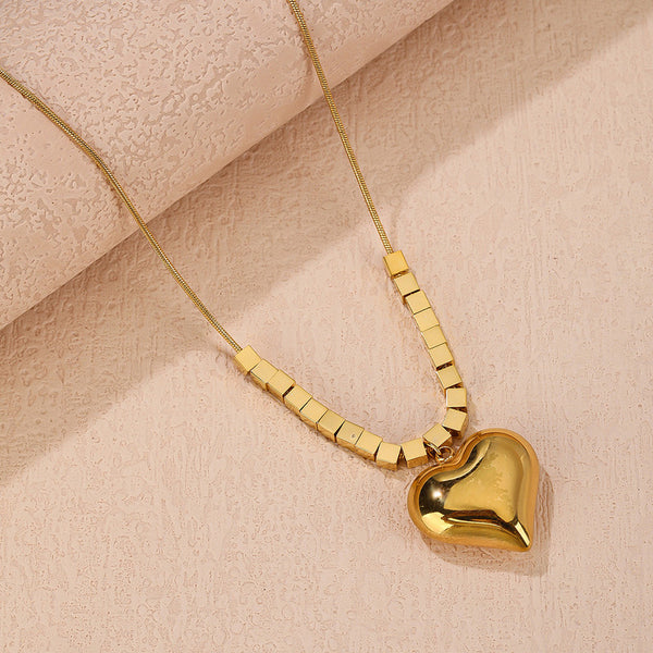 Gold-Plated Anti Tarnish Heart Pendant Necklace