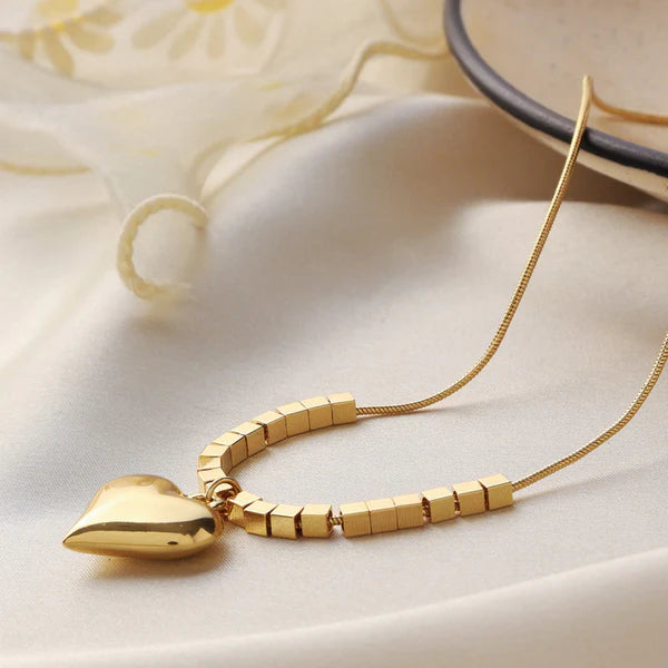 Gold-Plated Anti Tarnish Heart Pendant Necklace