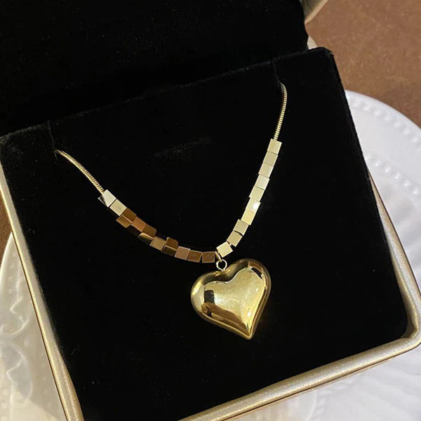 Gold-Plated Anti Tarnish Heart Pendant Necklace