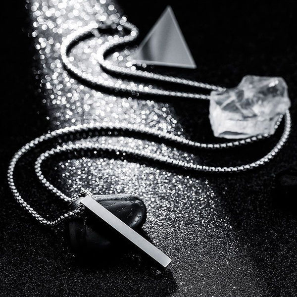 Silver Plated Anti Tarnish Minimal Bar Pendant Necklace