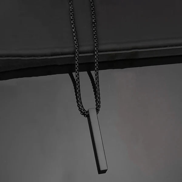 Black Silver Plated Anti Tarnish Bar Pendant Necklace