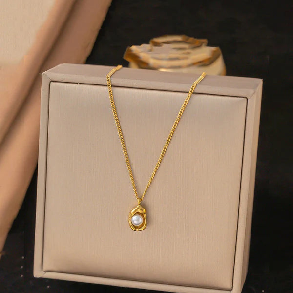 Gold Plated Anti Tarnish Pearl Pendant Necklace