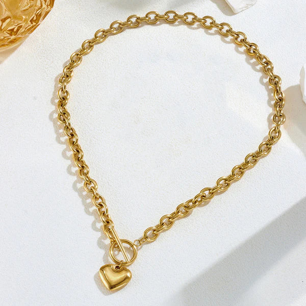 Gold Plated Anti Tarnish Heart Themed Chunky Pendant