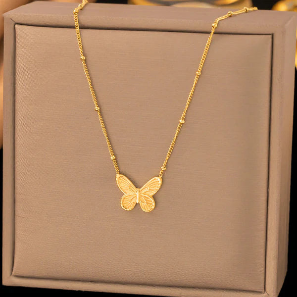 Gold Plated Anti Tarnish Butterfly Pendant Necklace