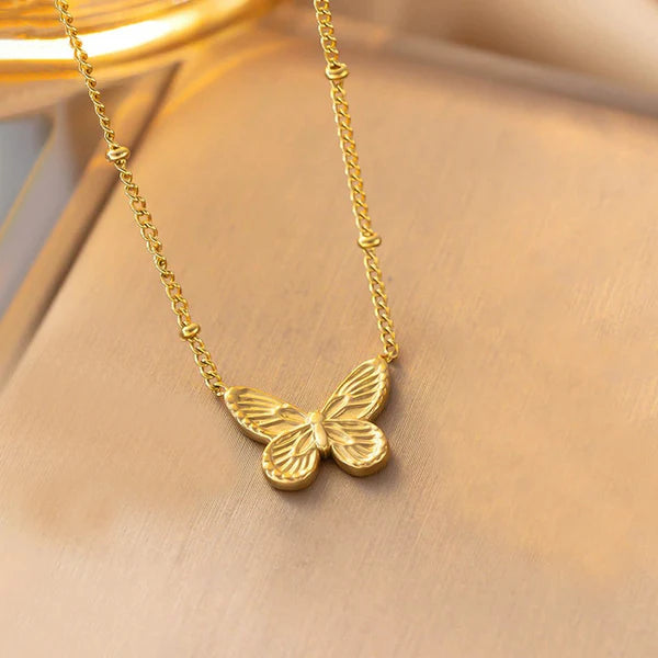 Gold Plated Anti Tarnish Butterfly Pendant Necklace