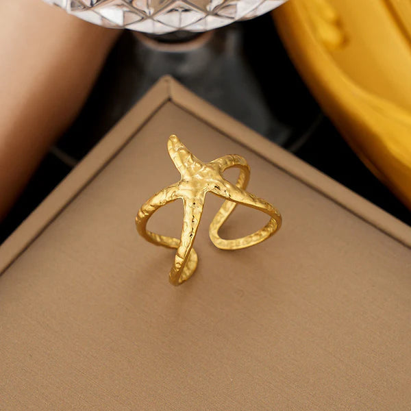 Gold Plated Anti Tarnish Star Fish Ring