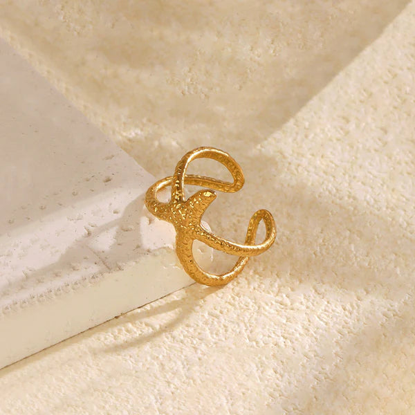 Gold Plated Anti Tarnish Star Fish Ring