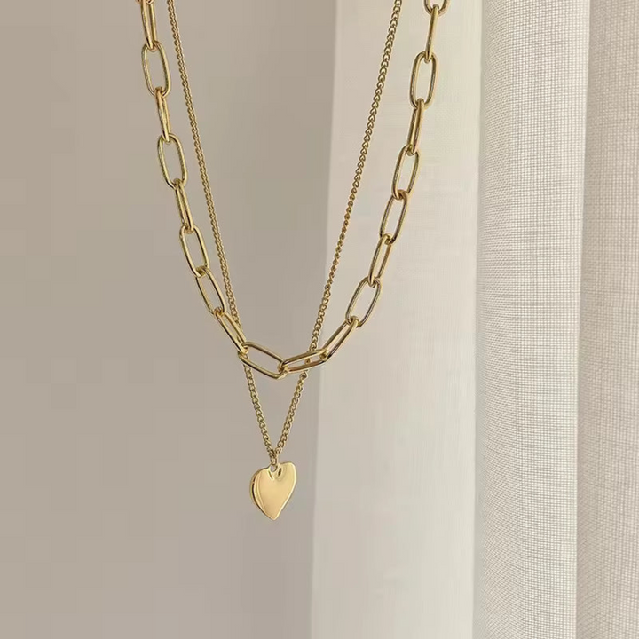 Minimal Layered Heart Necklace