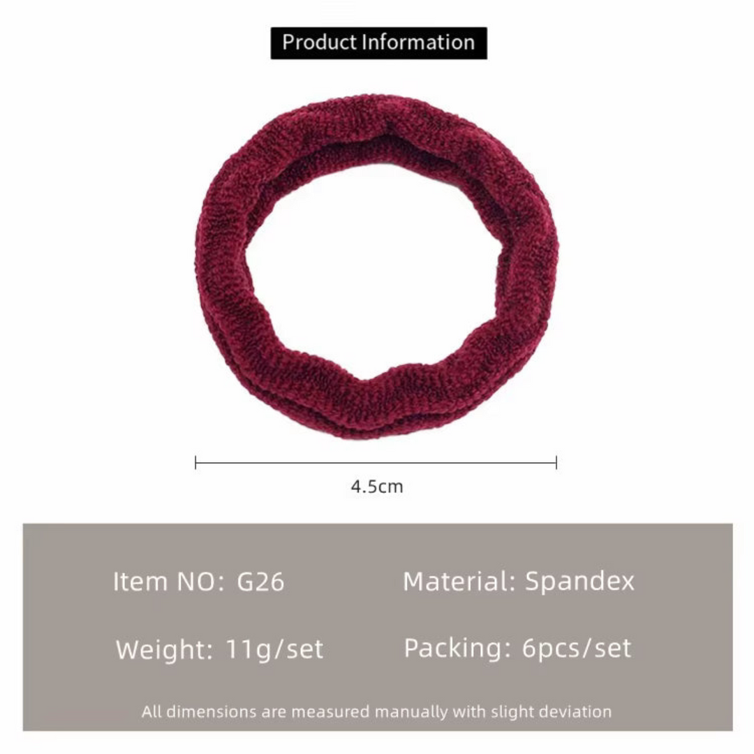 Small Korean Seamless Scrunchie Set (6 pcs)