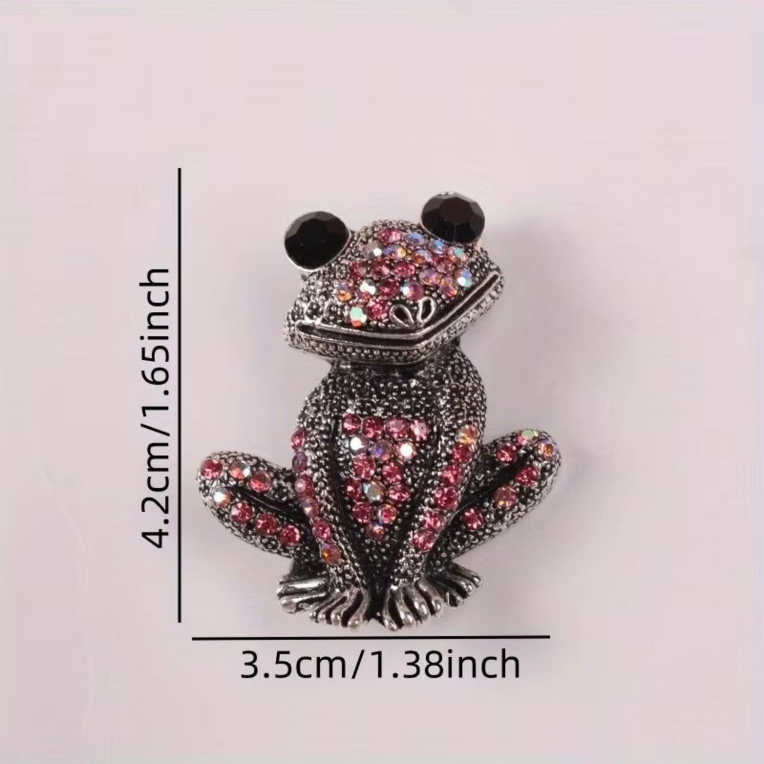 Rhinestone Frog Brooch