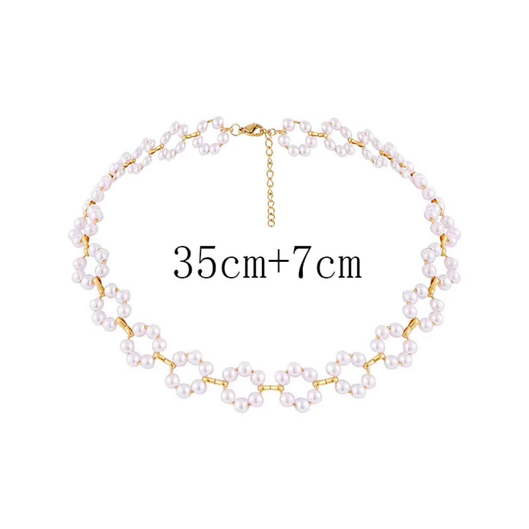 Pearl Flower Choker Necklace