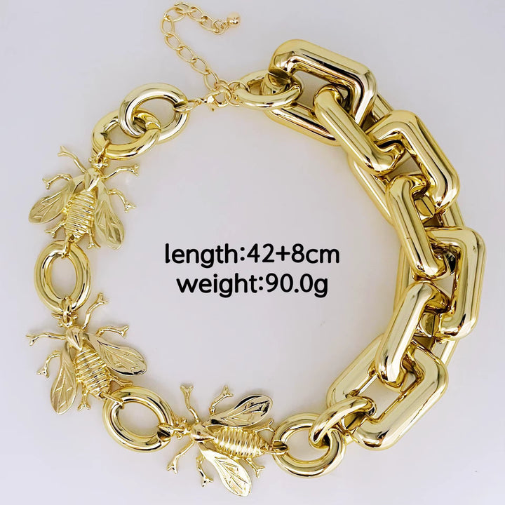 Vintage Bee Charm Necklace – Statement Chain