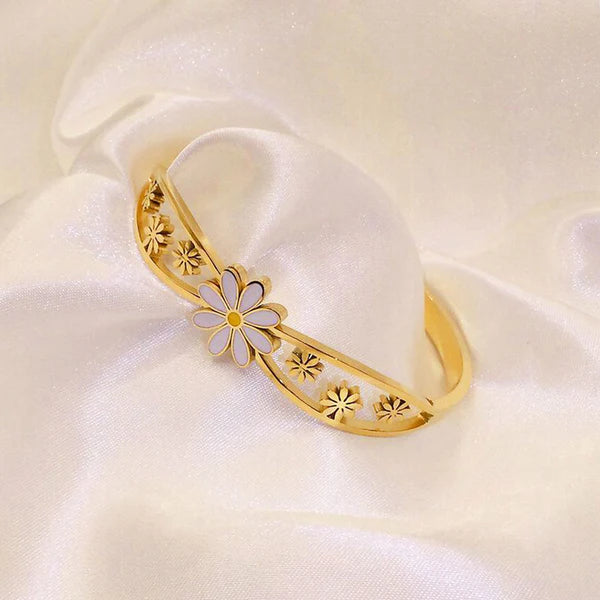 Gold Plated  Floral Themed Anti Tarnish Bangle