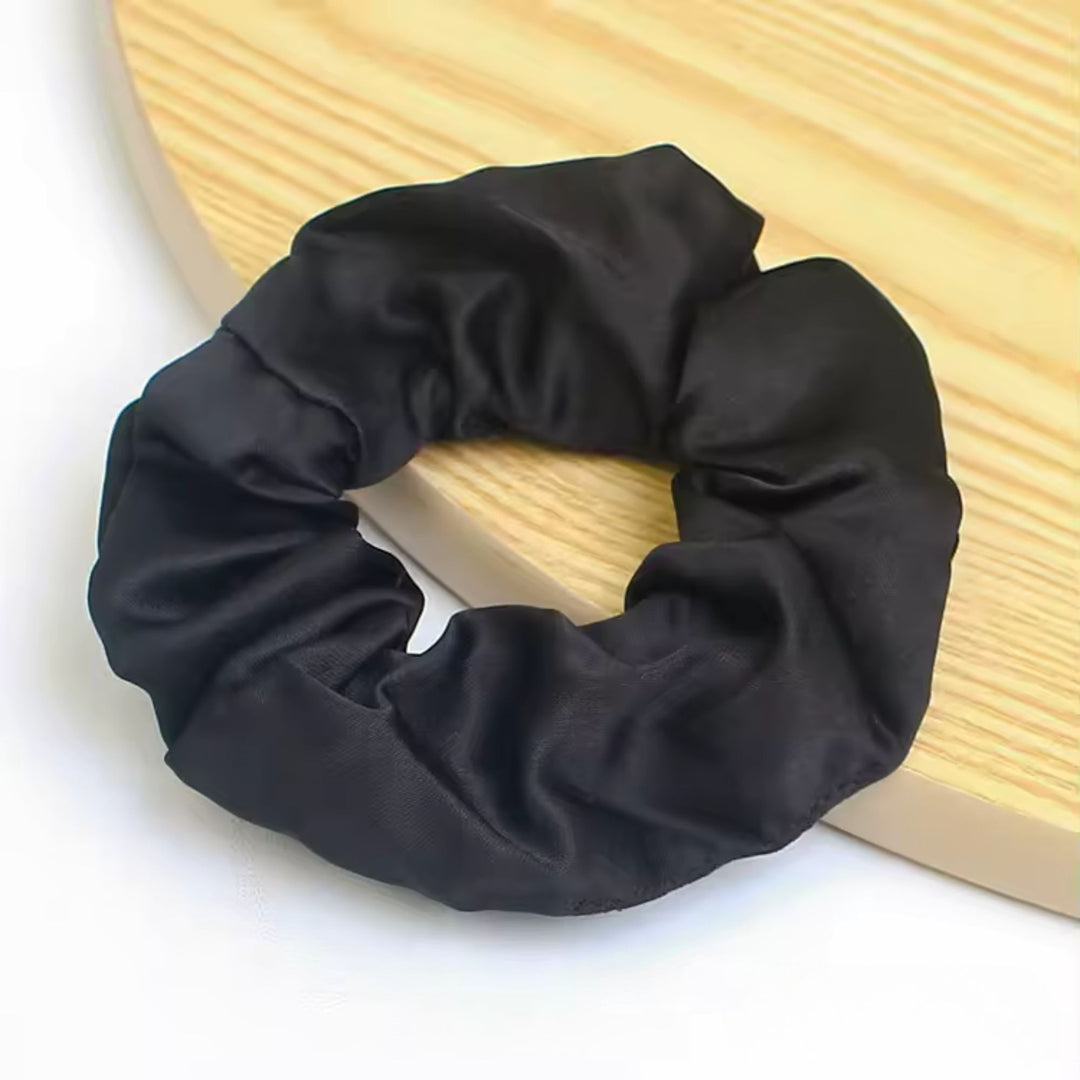 Black Satin Hair Scrunchie