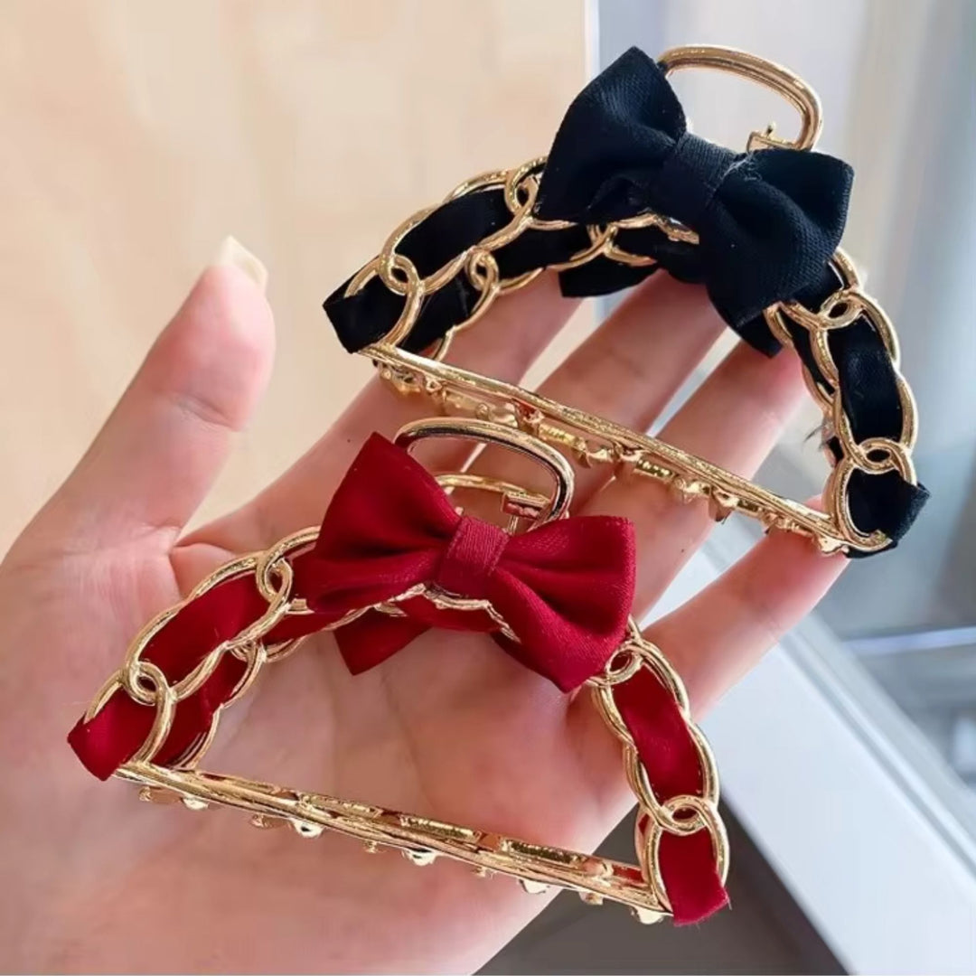 Korean Bow Metal Hair Claw Clip