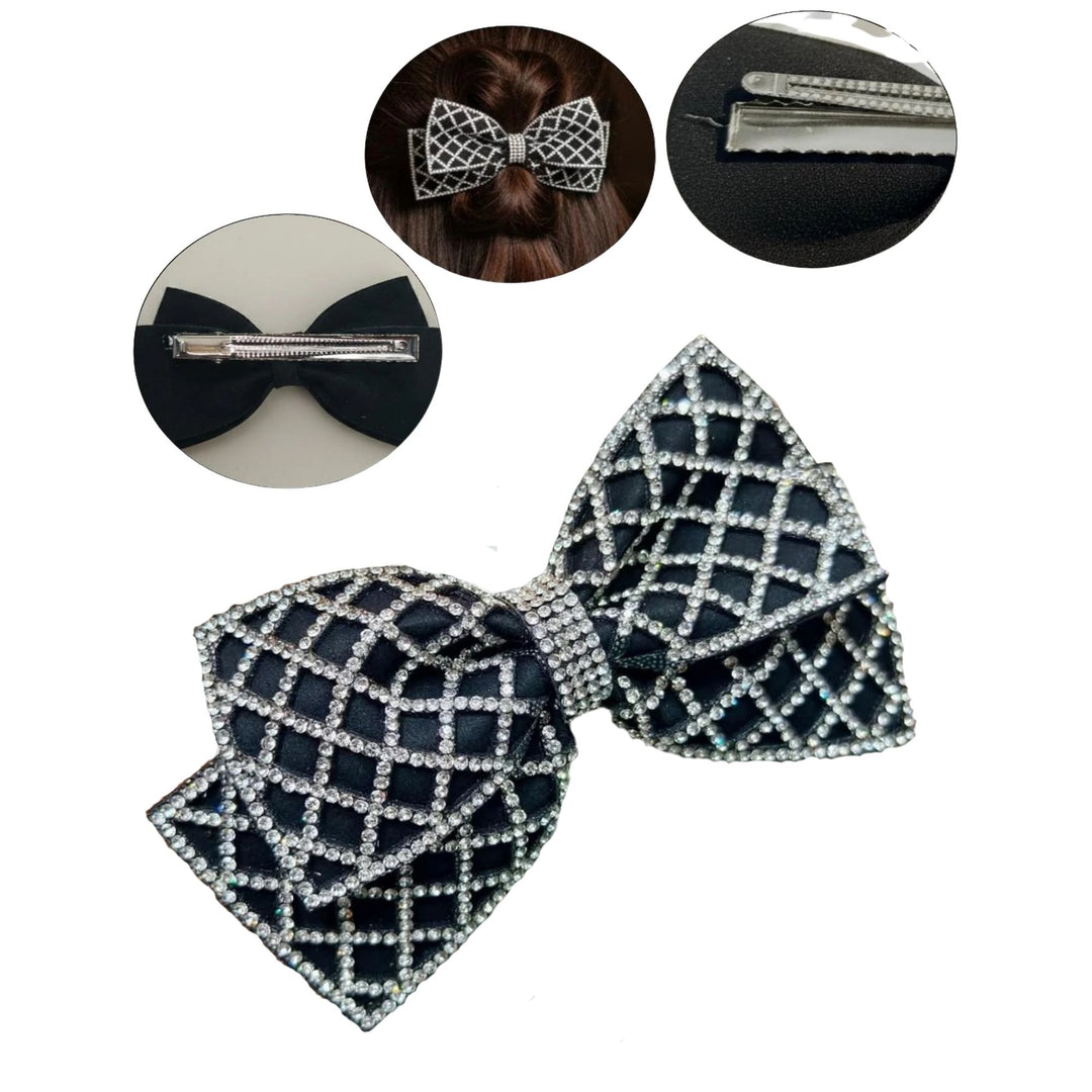 Plaid Bow Hair Clip for Party Wear
