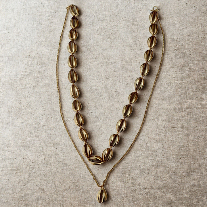 2 Layer Kauri Shell Chain Necklace with Pendant