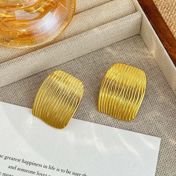 Gold-Plated Anti Tarnish Rectangular Stud Earrings