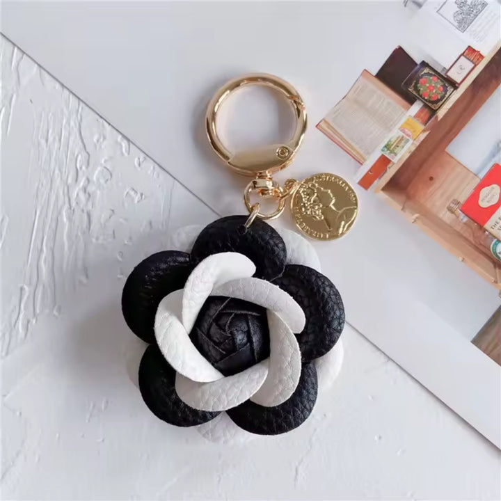 Monochrome Flower Keychain