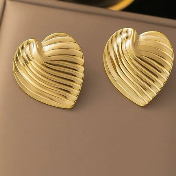 Gold-Plated Anti Tarnish Heart wave Stud Earrings